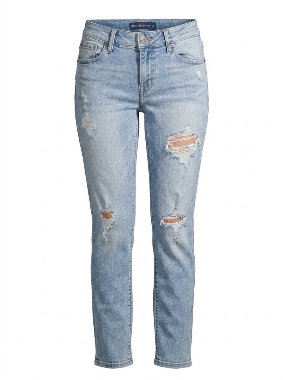 Rock & Republic Distressed Light Wash Jeans Straight Women See Measurement